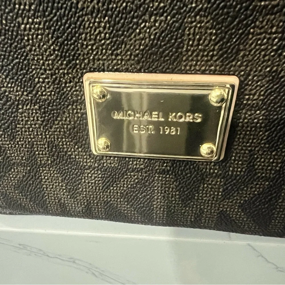 Michael Kors Black and Brown Logo Tablet Carrying Case